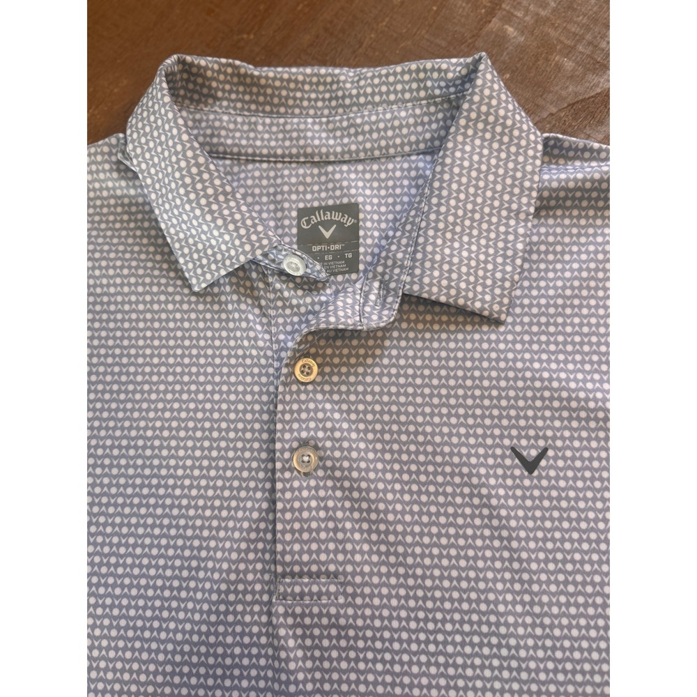 Callaway Opti-Dri Golf Polo Mens XL Light Blue White Geometric Print Performance - Picture 3 of 10